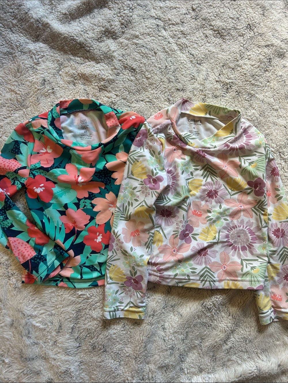 Floral and Striped Long Sleeve swim tops